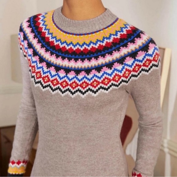 Boden Woman 12R Millie‎ Fair Isle Wool Blend Sweater dress preppy academic boho - Picture 3 of 10